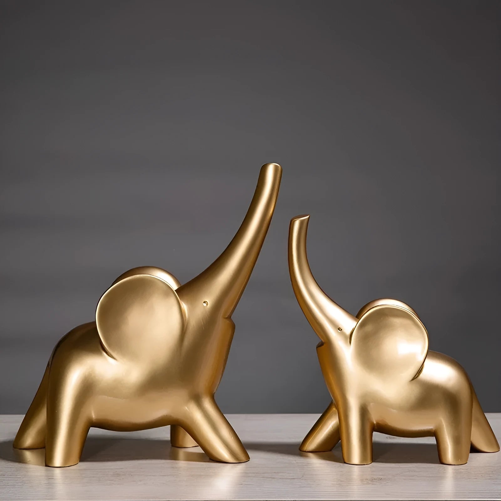 Fortune Bring Elephant ornament in rose gold or white, modern minimalist resin decoration