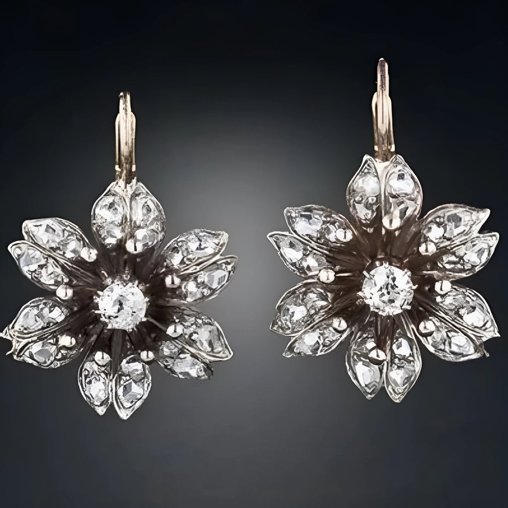 Silver retro fashion earrings for women with creative design and electroplated alloy construction