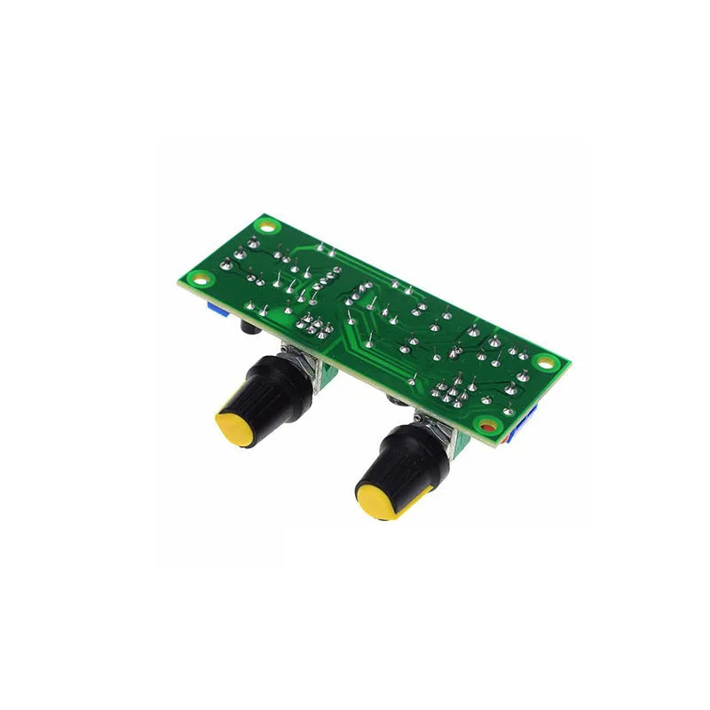 Single power supply 10-24V bass boost front stage circuit board on FR-4 fibreglass measuring 78x32mm