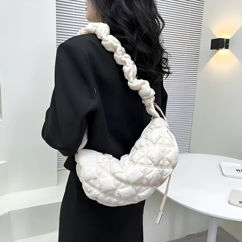 Women's casual nylon messenger bag in a solid colour with a long shoulder strap