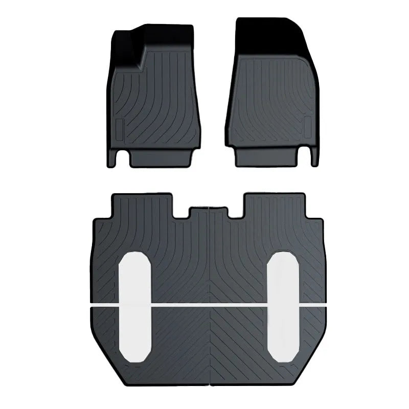 Rubber floor mat with TPE footrest for Tesla Model 3, Y, X, and S cars.