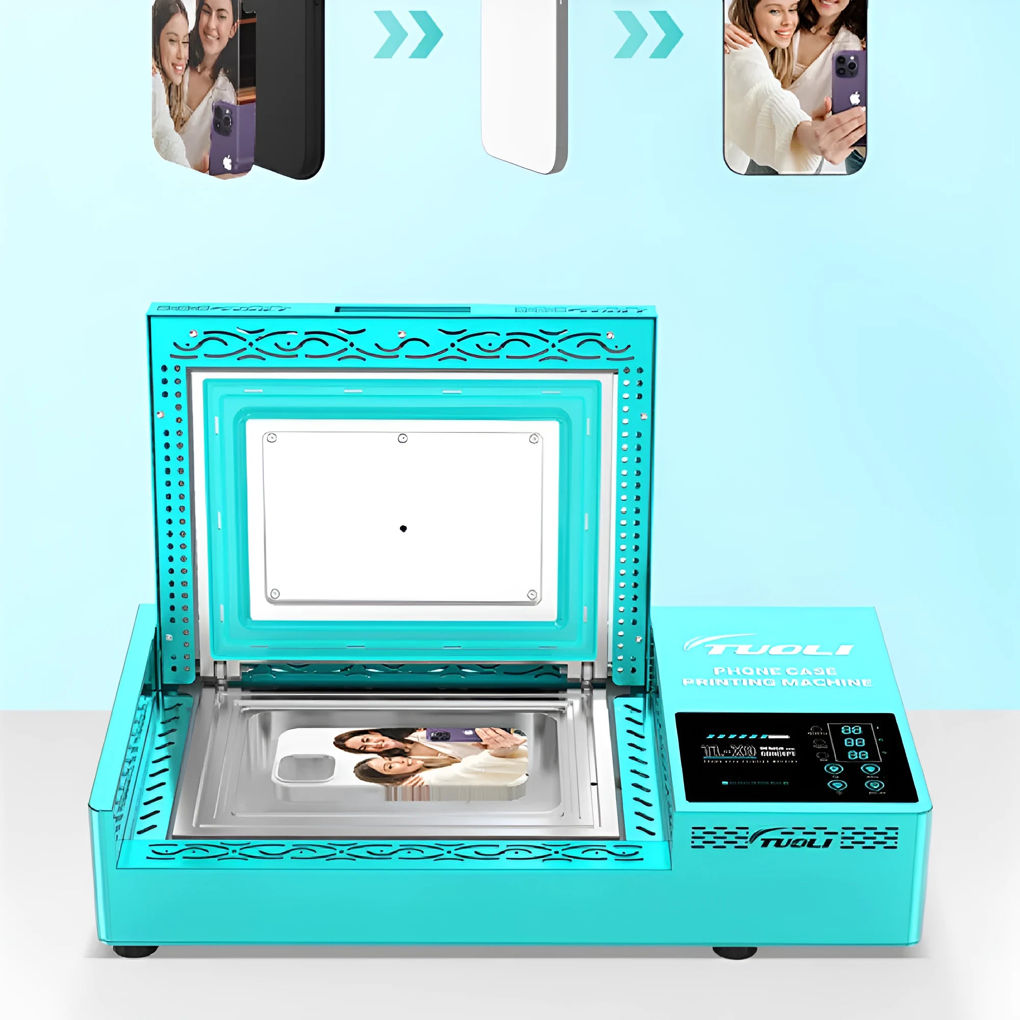 Metal phone case transfer printing press heat transfer machine for Samsung and Apple