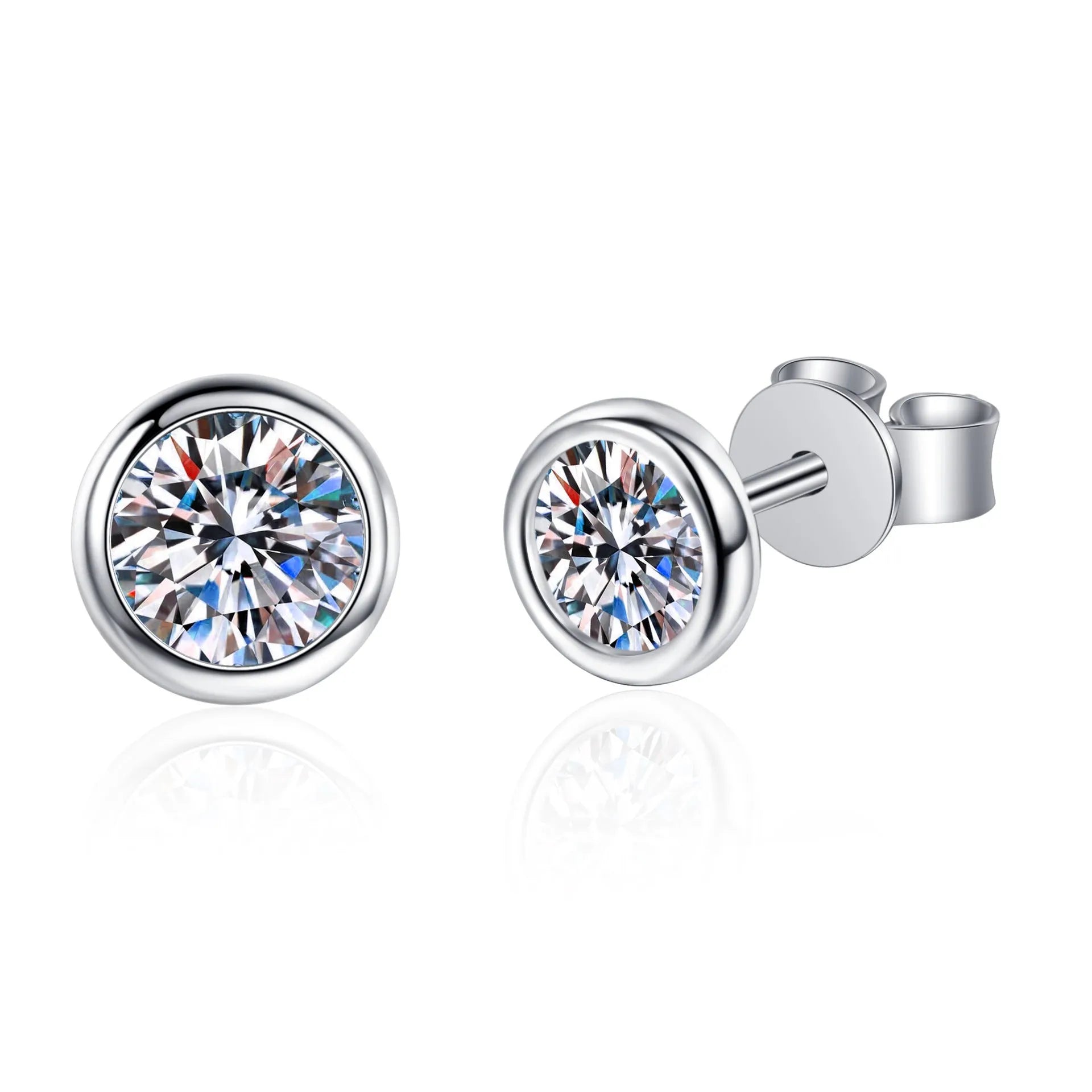 Geometric gold-plated 925 silver earrings with moissanite or zircon gemstones
