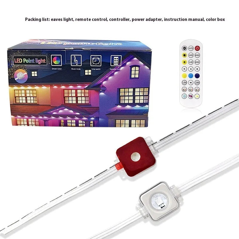 Outdoor planet-shaped LED string lights with remote control for courtyard and eaves decoration.