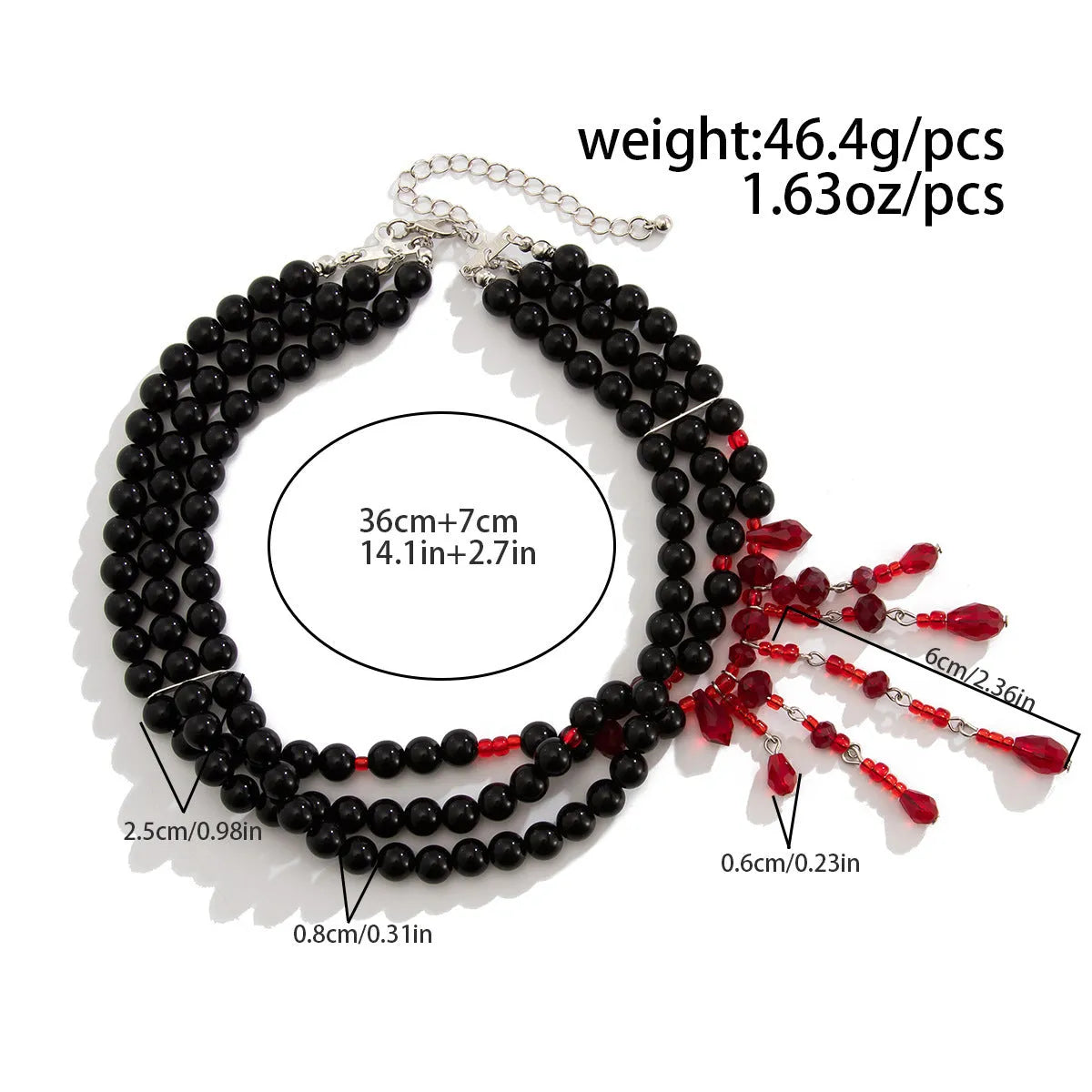 Halloween men's blood drop artificial crystal necklace with adjustable chain in red and black colour option