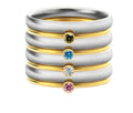 December birthstone titanium steel ring with geometric shape and engraved design.