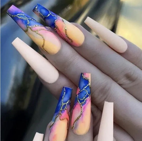 Ballet wave line nail stickers set with jelly glue in multiple pattern options