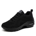 Women's red mesh sneakers with front lace-up design, round toe, and flat mid heel