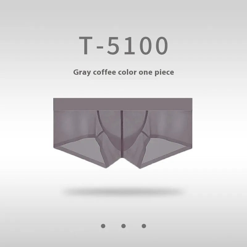 Men's seamless ultra-thin low waist underwear in ice silk fabric showing discreet construction