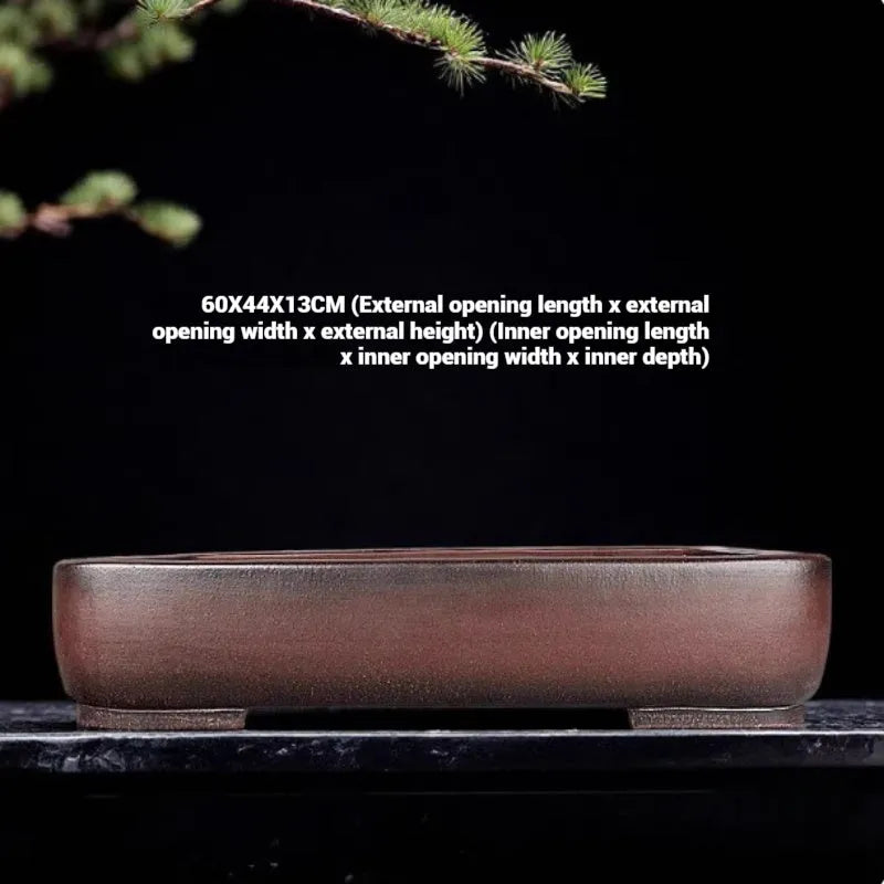 Handmade rectangular antique purple clay flower pot measuring 60x44cm