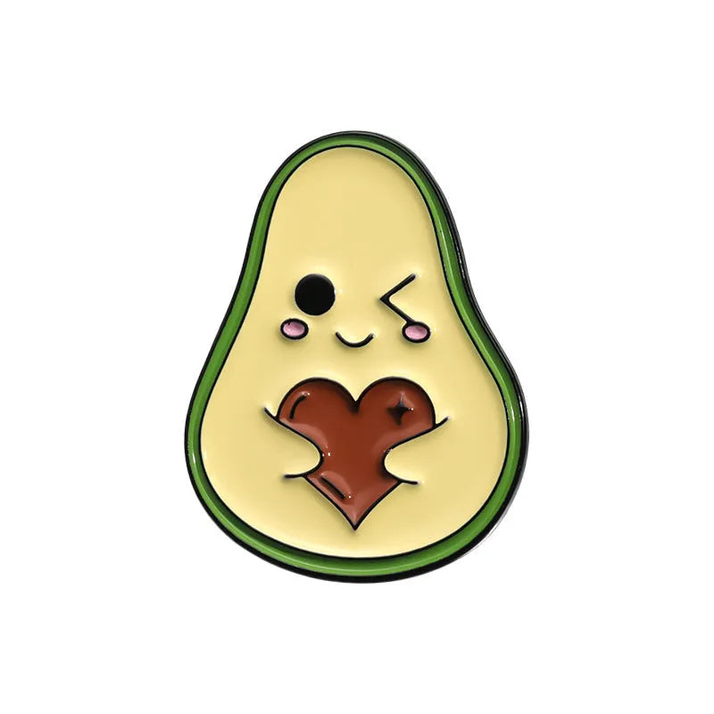 Colourful cartoon fruit and letter design metal brooch on zinc alloy pin