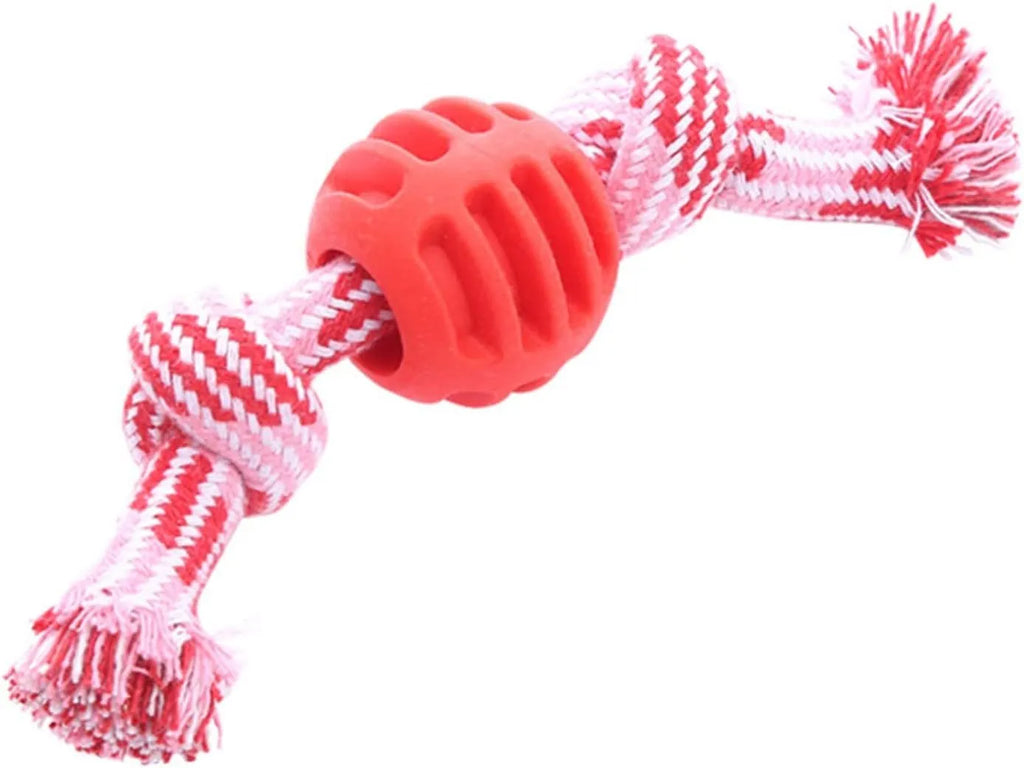 Blue dog dental chew toy with rope sections and molar-cleaning ridges for oral health
