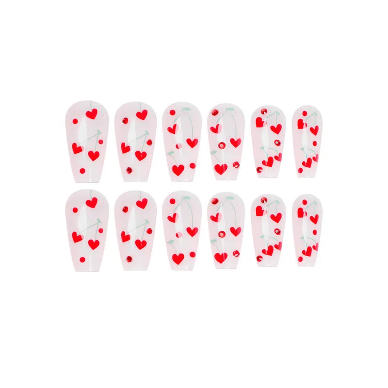 French Love Red Diamond Small Cherry Wear Armor sheets in JP1601 colour with adhesive for nail art