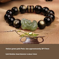Hetian Jade bracelet with a black and red braided rope band and a central jade bead.