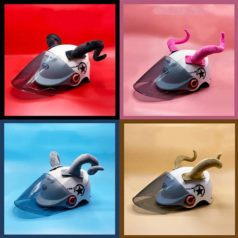 Pair of composite fiber bull horns for motorcycle full helmet decoration in black, pink, brown and gray