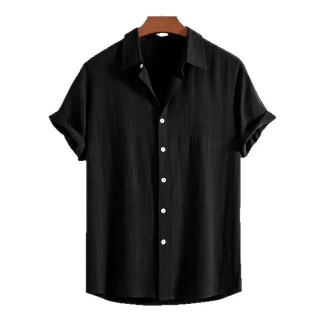 Men's loose fit short sleeve cardigan in solid colour for summer leisure