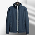 Men's grey berber fleece coat with stand-up collar and zippered front