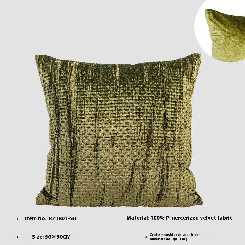 Antique style modern cushion pillow with quilted velvet texture in green, red, mocha, or orange colours