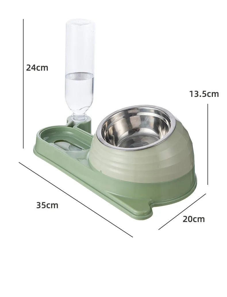 Brown automatic cat water bowl with elevated food dish for cats and small dogs
