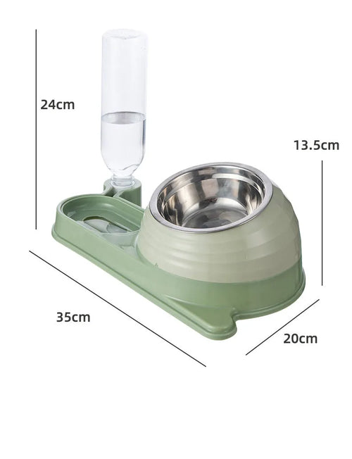 Brown automatic cat water bowl with elevated food dish for cats and small dogs