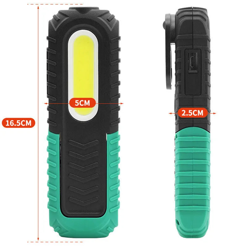 Black green PET coated auto repair work light with USB charging cable for vehicle inspection