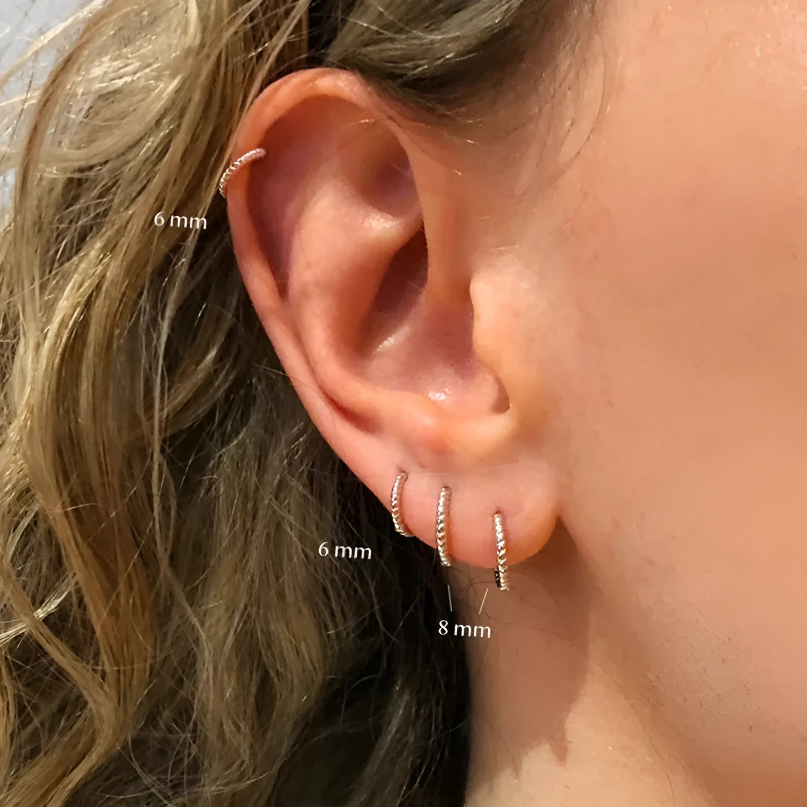 Sterling Silver twisted string round ring earrings in gold or platinum electroplated finishes