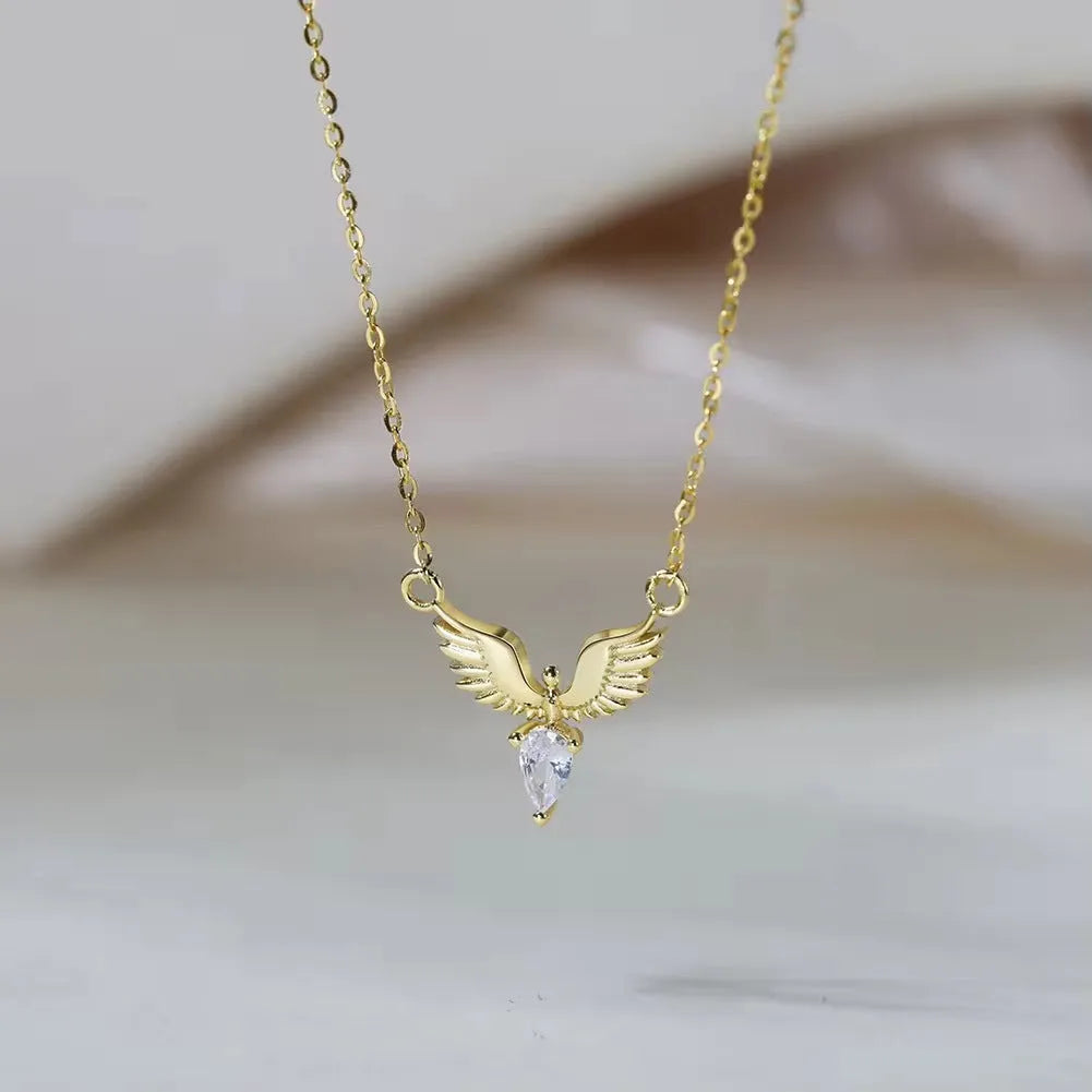 925 silver eagle pendant necklace with adjustable O-ring chain in white gold or yellow gold finish