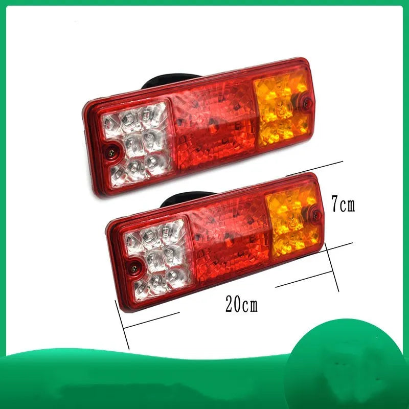 Black semi-closed taillight for electric tricycles measuring 200mm by 70mm with 12V and 48-60V compatibility