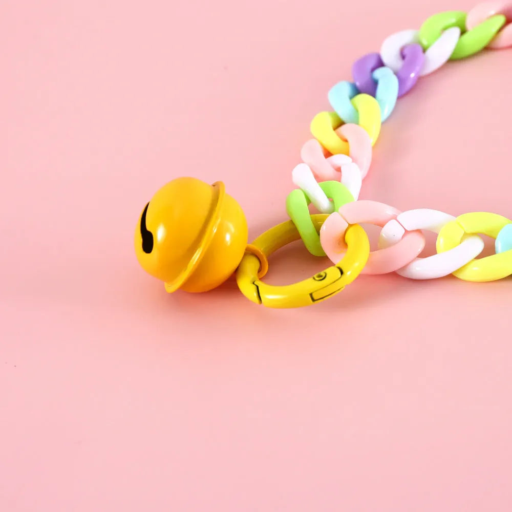 Plastic pet collar in macaron candy colours with chain design for cats, dogs and rabbits