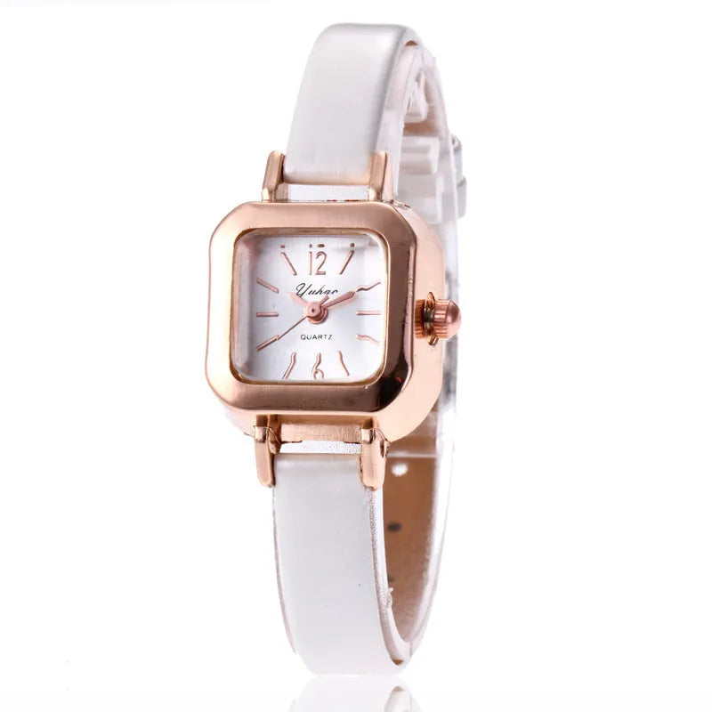 Women's fashion watch with alloy case in black, white, pink, or brown colour options