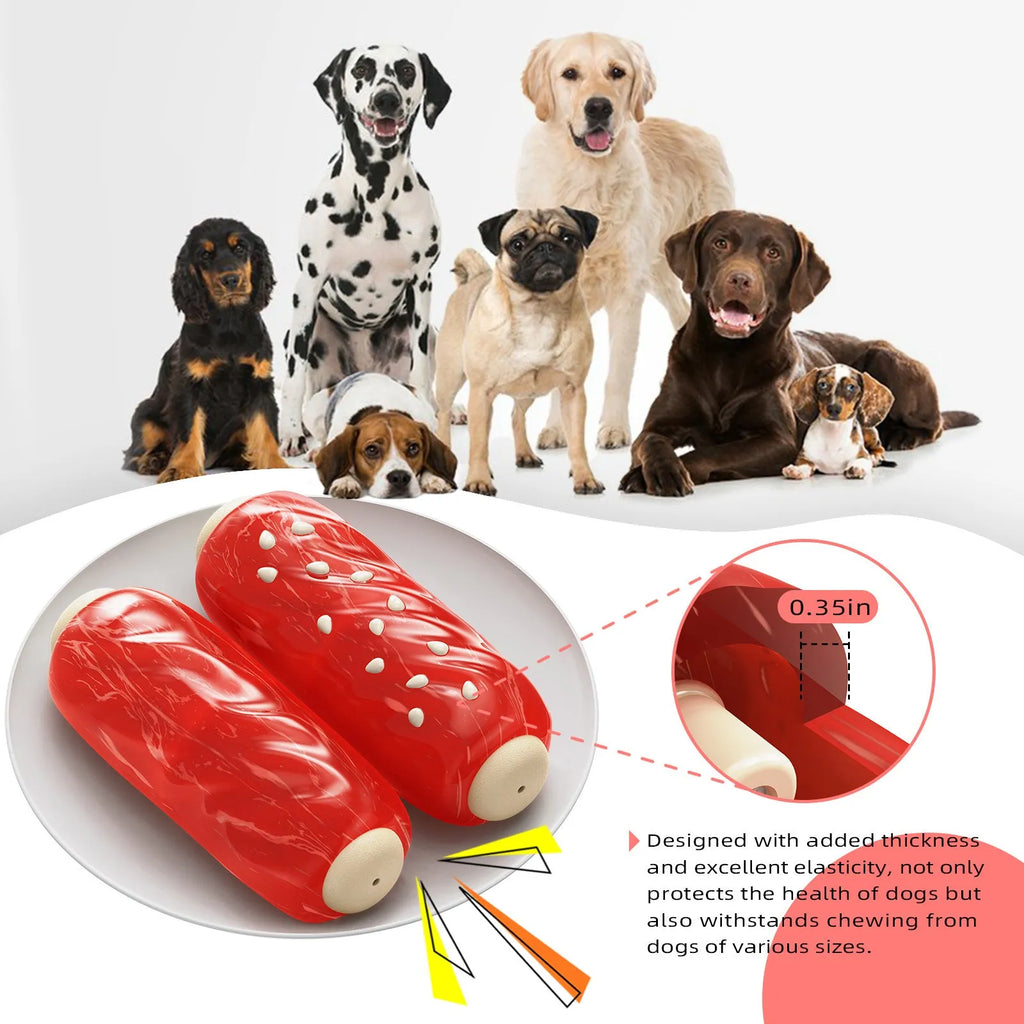 Primary colour dog molar cleaning rod toy with snack pockets and glue-filled toothbrush section