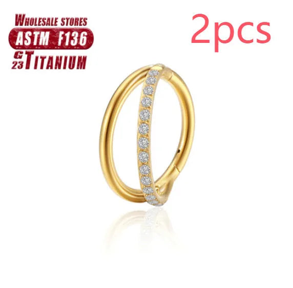 Titanium alloy fork nose ring with screw-on ball closure in silver finish.