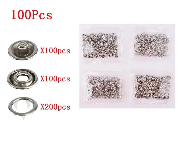 Stainless steel five claw clothing button with pliers tool for no-sew garment repair