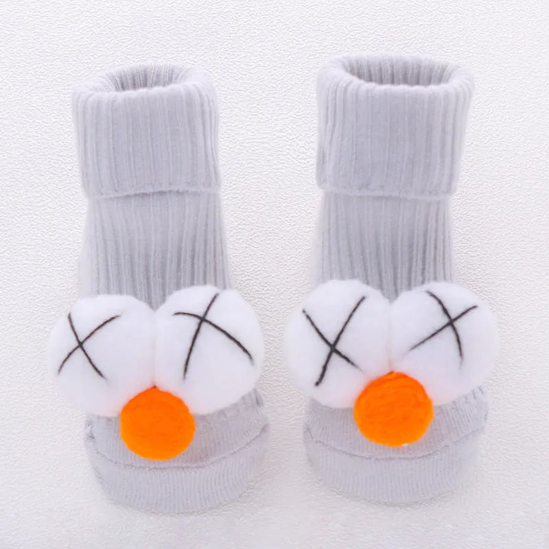 Cotton baby floor socks in various colours for crawling and walking