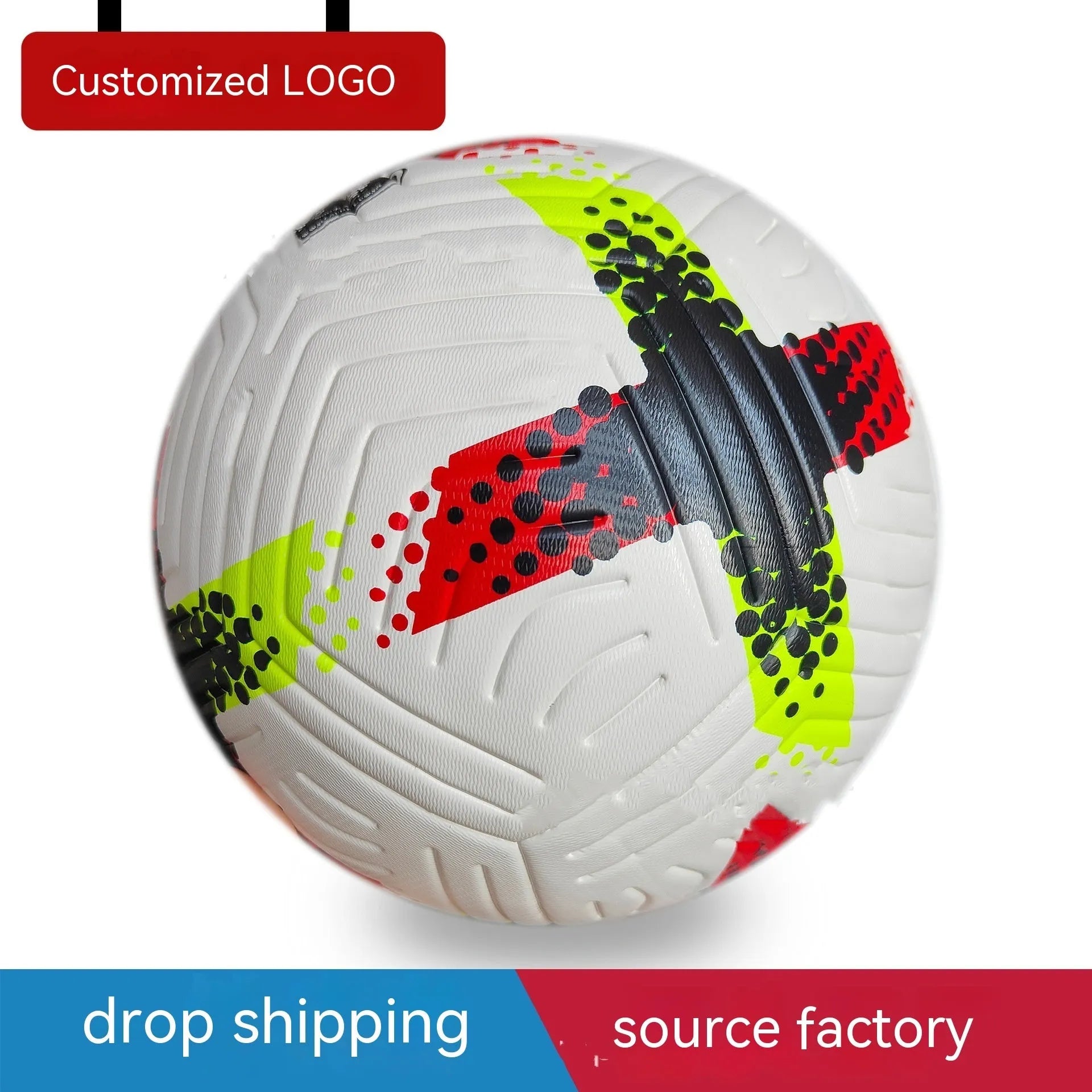 Fluorescent green size 5 football with seamless construction for training use