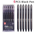 Hot erasable push gel pen with 0.5mm stainless steel nib and plastic shell in blue or black ink