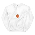 White men's hooded sweatshirt with a printed design on the front, showing side seam pockets.