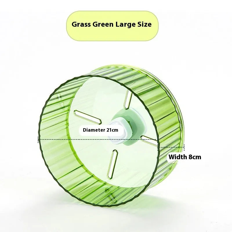 21cm plastic parrot running wheel toy in transparent colour, showing enclosed treadmill design for bird cages.