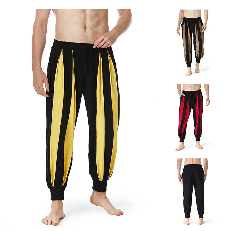 Men's straight-leg casual trousers in polyester available in four colours and six sizes