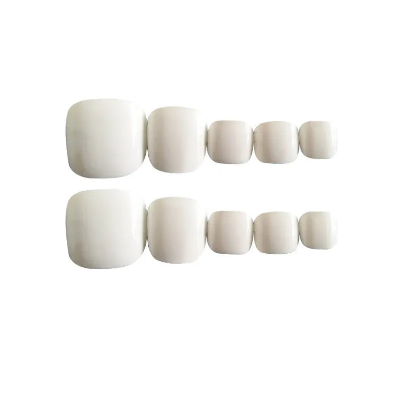 White artificial press-on fingernails and toe nails with starry sky pattern for ladies