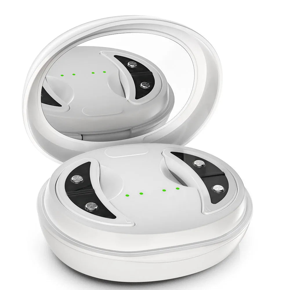 White wireless red light eye massager device with facial mask design for EMS therapy