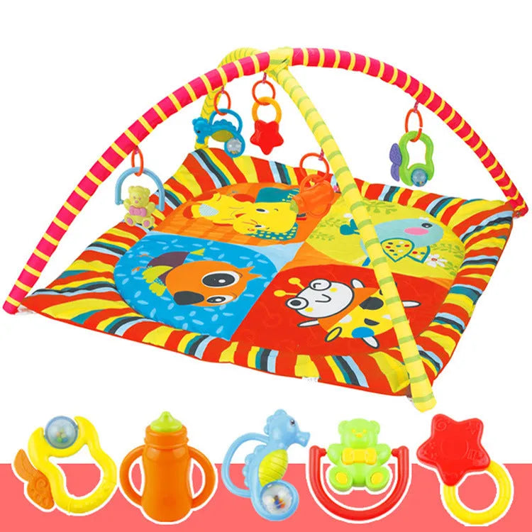 Velvet baby gymnastic rack game blanket with interactive toys in small animal or big animal designs