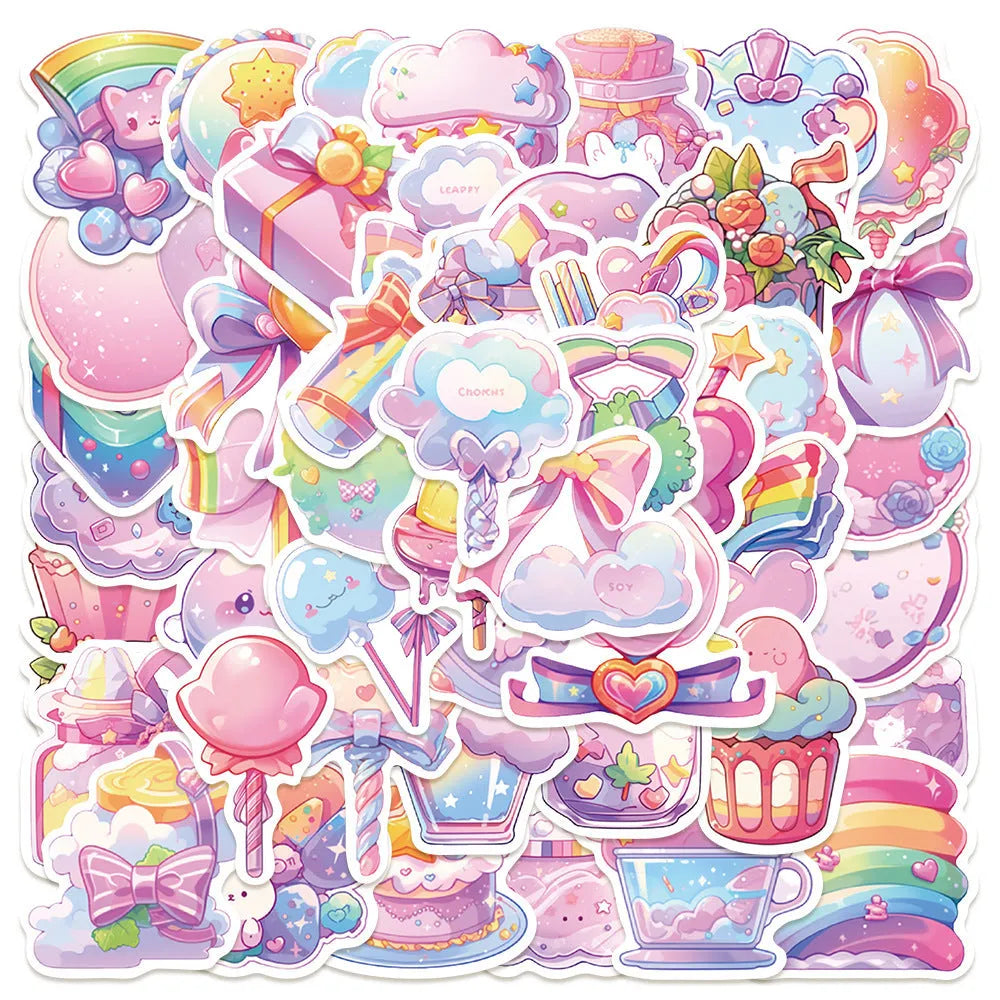 Fresh candy small object decorative waterproof stickers in 4-7cm sizes, pack of 50 sheets
