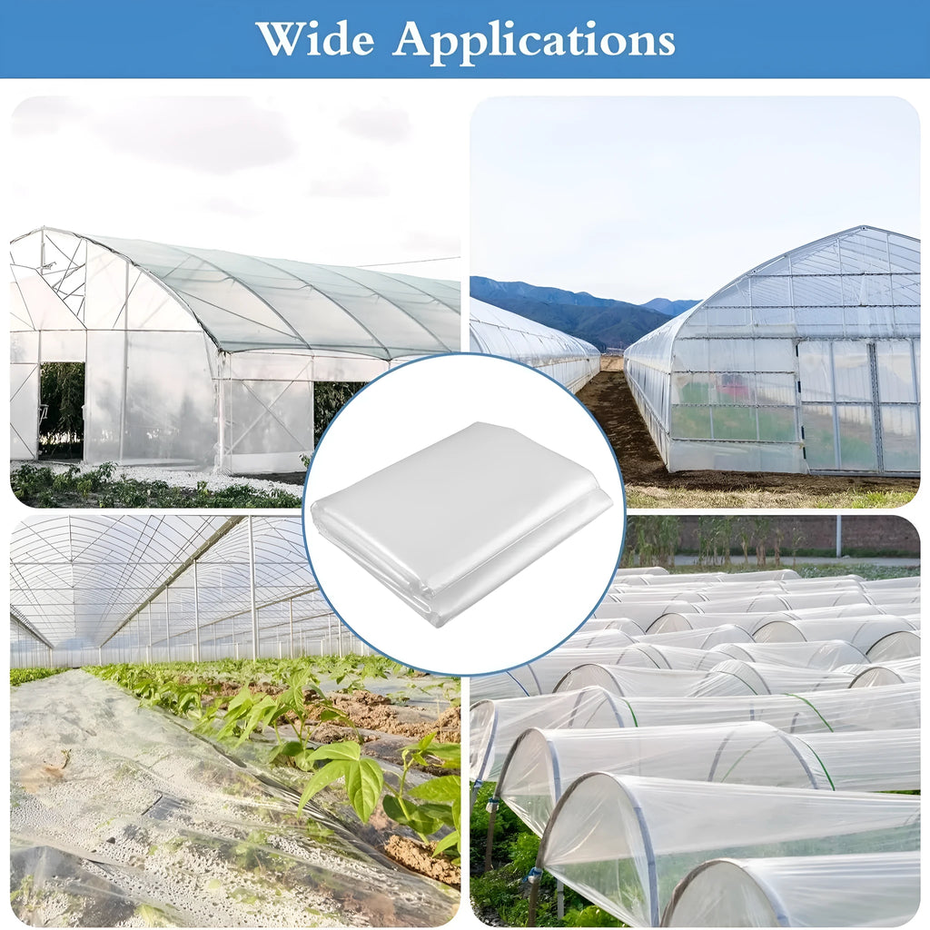 Roll of clear plastic greenhouse film for vegetable shed insulation measuring 4x8 metres