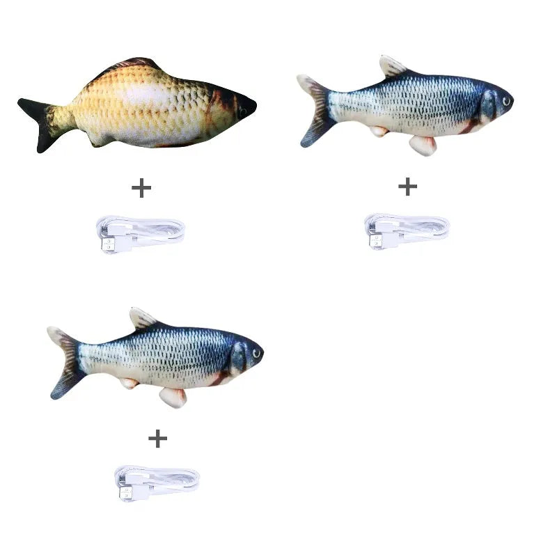 Electronic jumping fish simulation cat toy without catnip, 30cm multicolour design with USB charging
