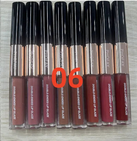 C-L021 double-head lip gloss with two sponge applicators and refillable cartridge