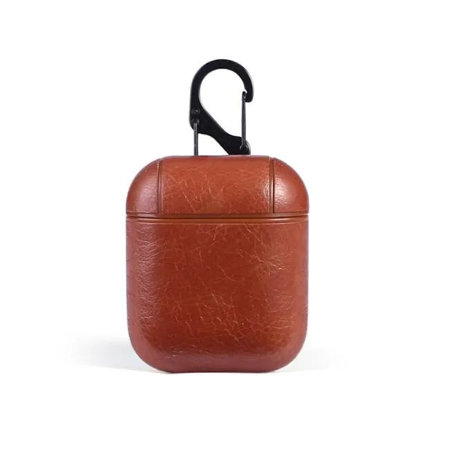 Genuine leather Bluetooth earphone charging case in four colour options