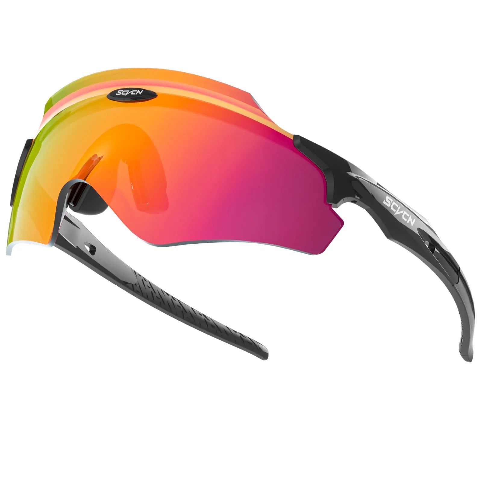 Frameless integrated lens windproof sports goggles in multiple colour styles.