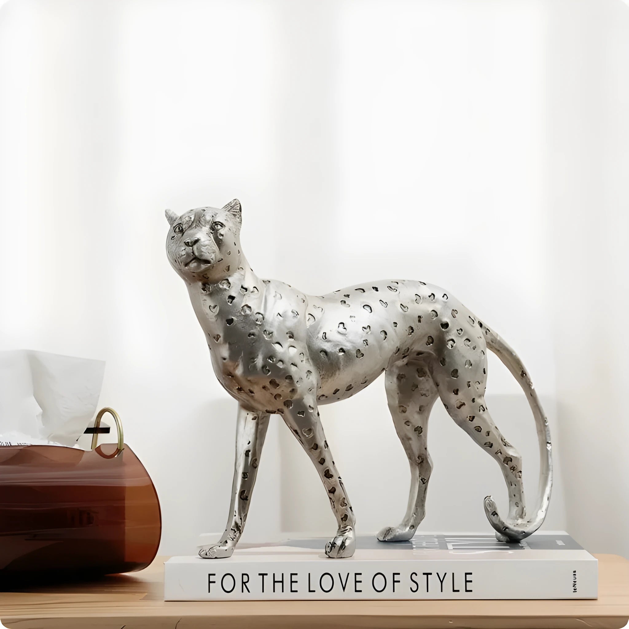 Leopard resin home ornament in American Leopard colour with modern simplicity styling