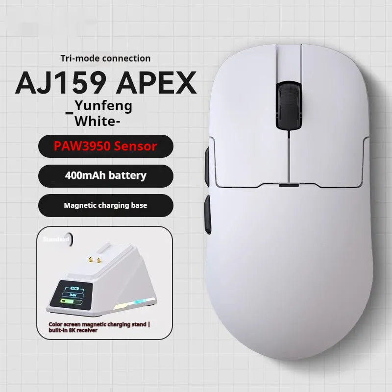 Wireless wired Bluetooth gaming mouse with PAW3395 sensor in multiple colour options